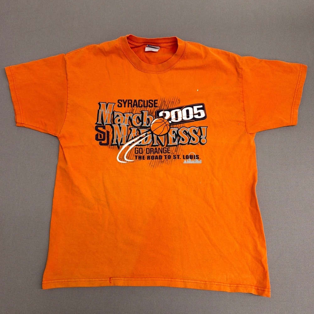 Champion Syracuse March Madness 2005 T-Shirt Mens Large Orange Road to St Louis